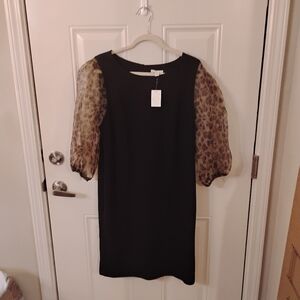 Black Dress with Sheer Leopard Sleeves From Cato
